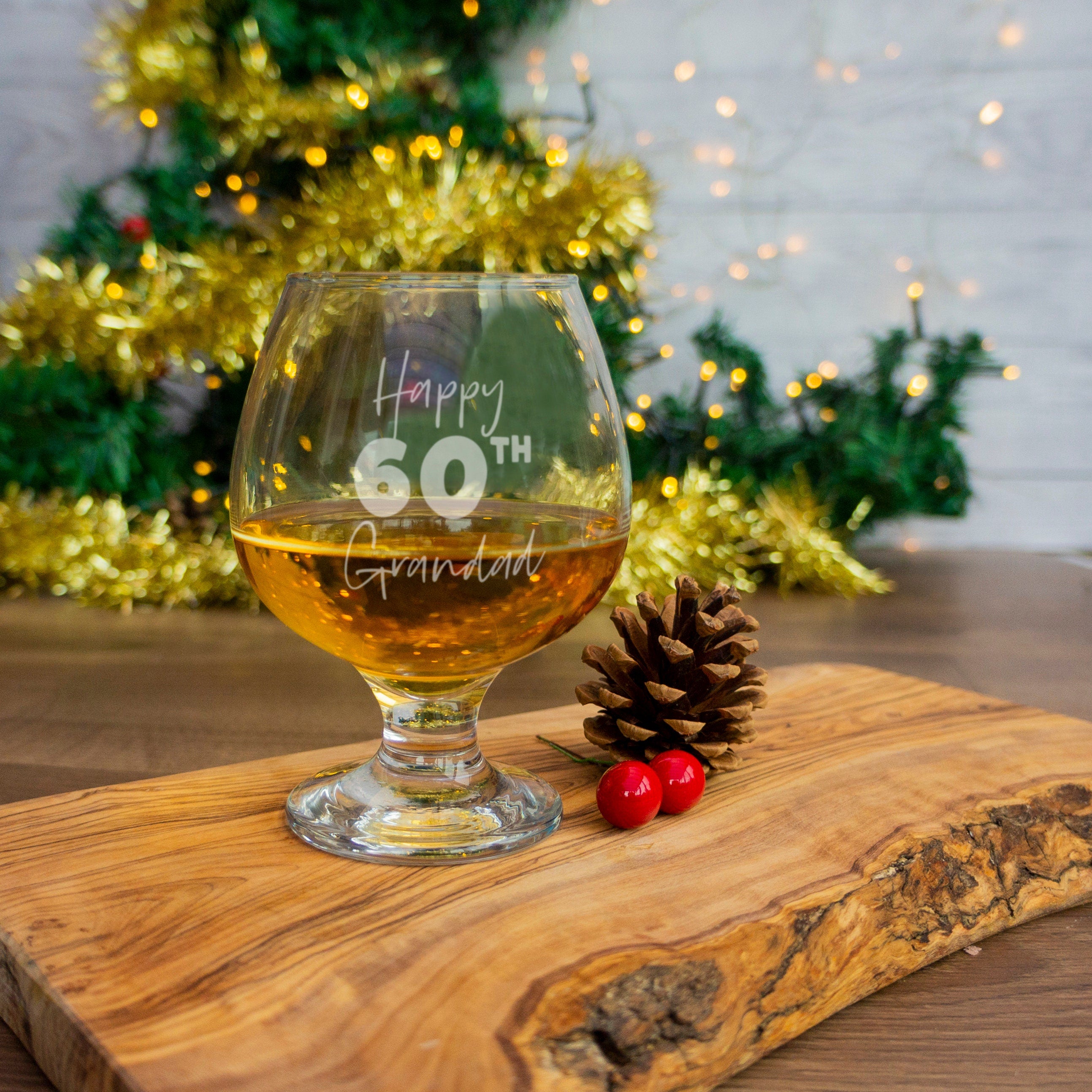 Engraved Brandy Glass - Personalised Name and Age for Grandpa