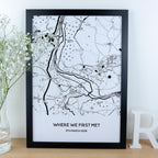 Where we first met map print for Valentine's Day or 1st Paper wedding anniversary