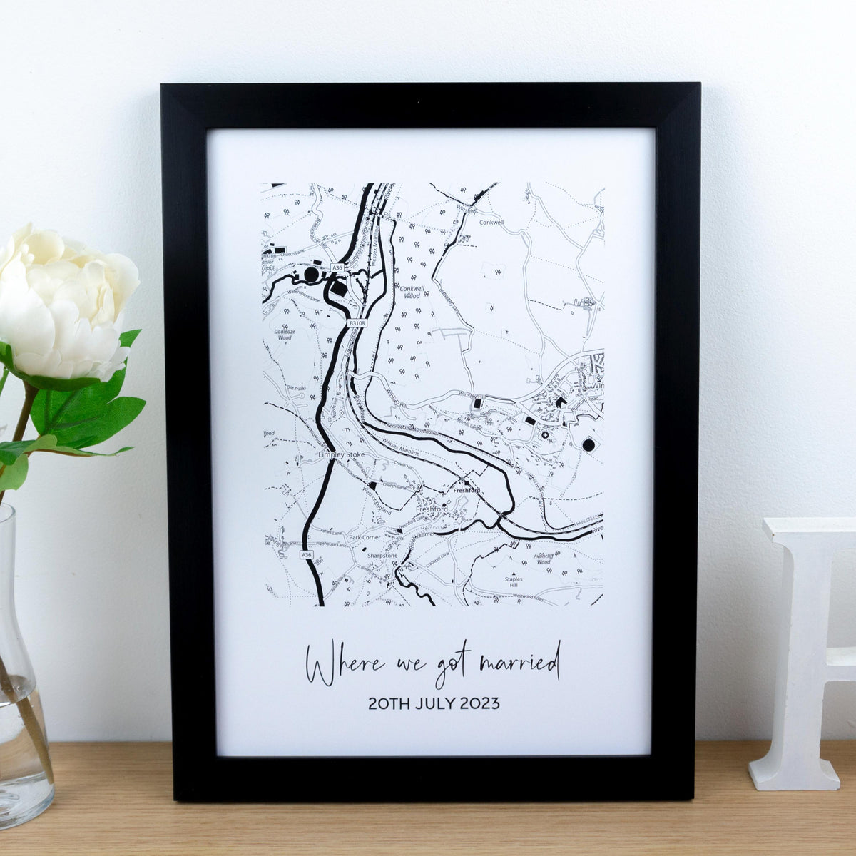 Our first date map print for Valentine's Day or 1st Paper wedding anniversary
