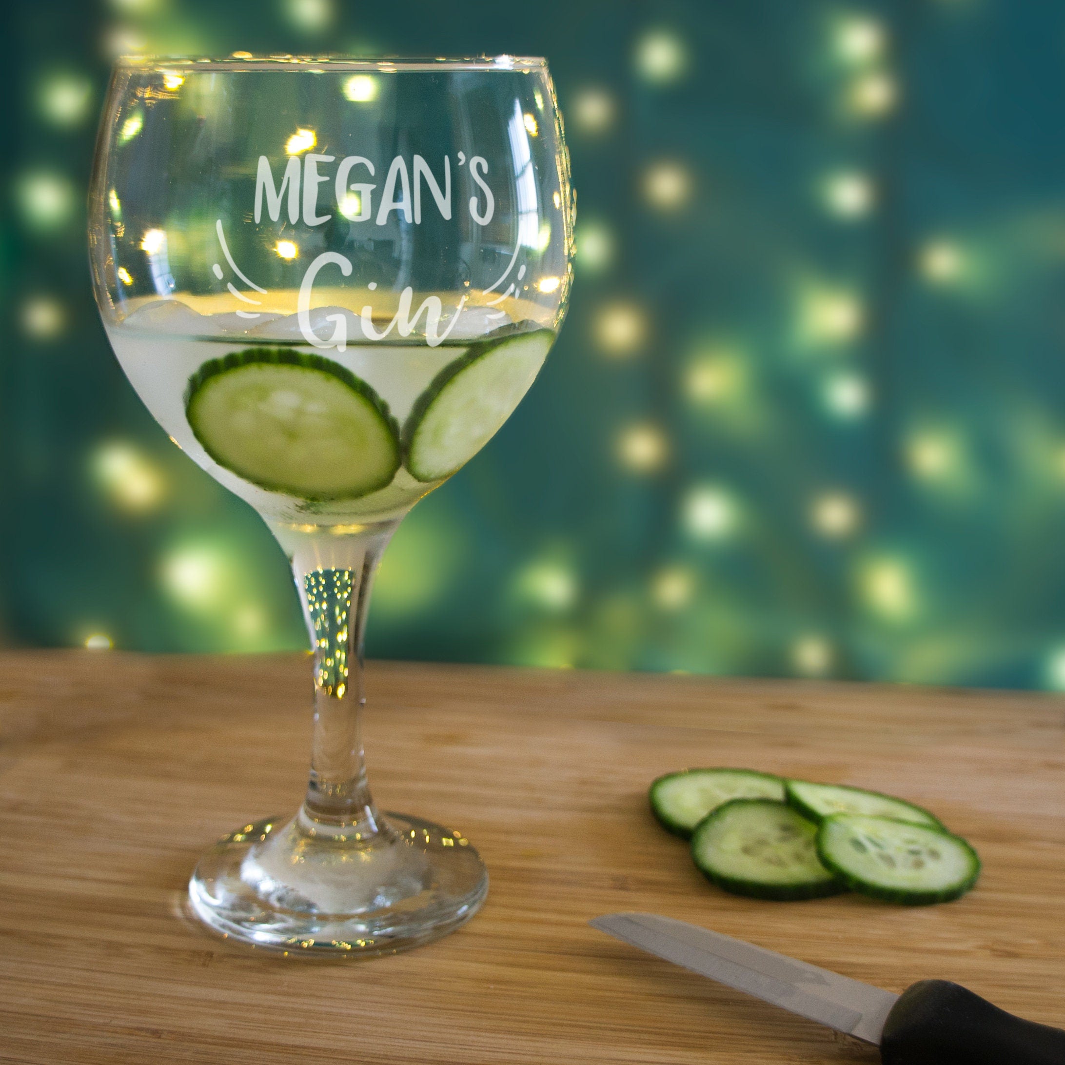 Personalised name gin glass, Large engraved balloon gin & tonic glasses. thank you gift for coworkers, teachers end of year leaving gift