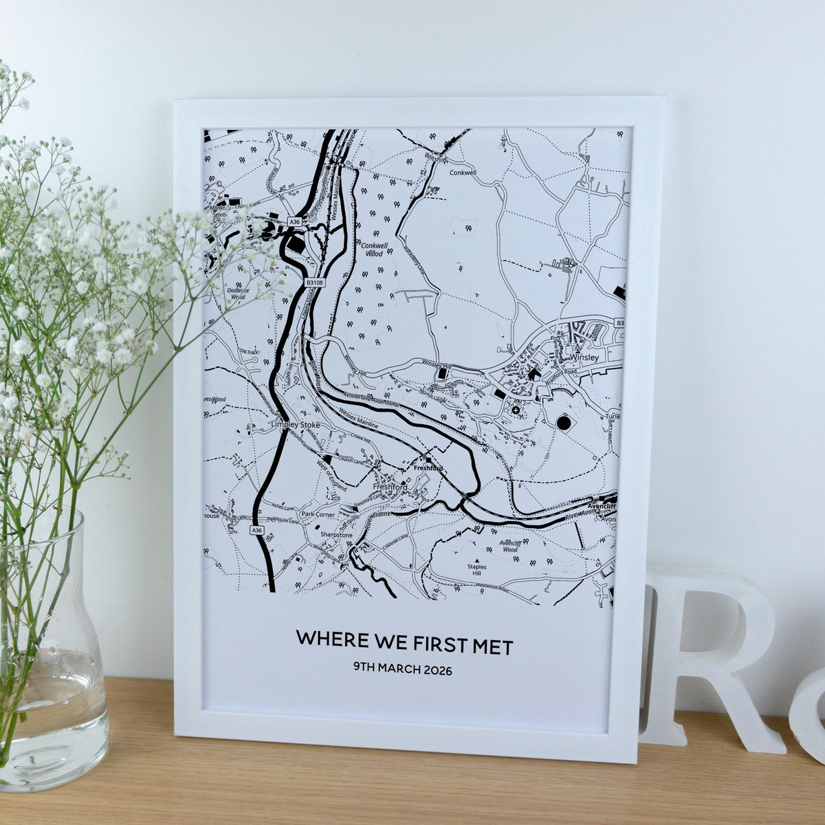 Where we first met map print for Valentine's Day or 1st Paper wedding anniversary