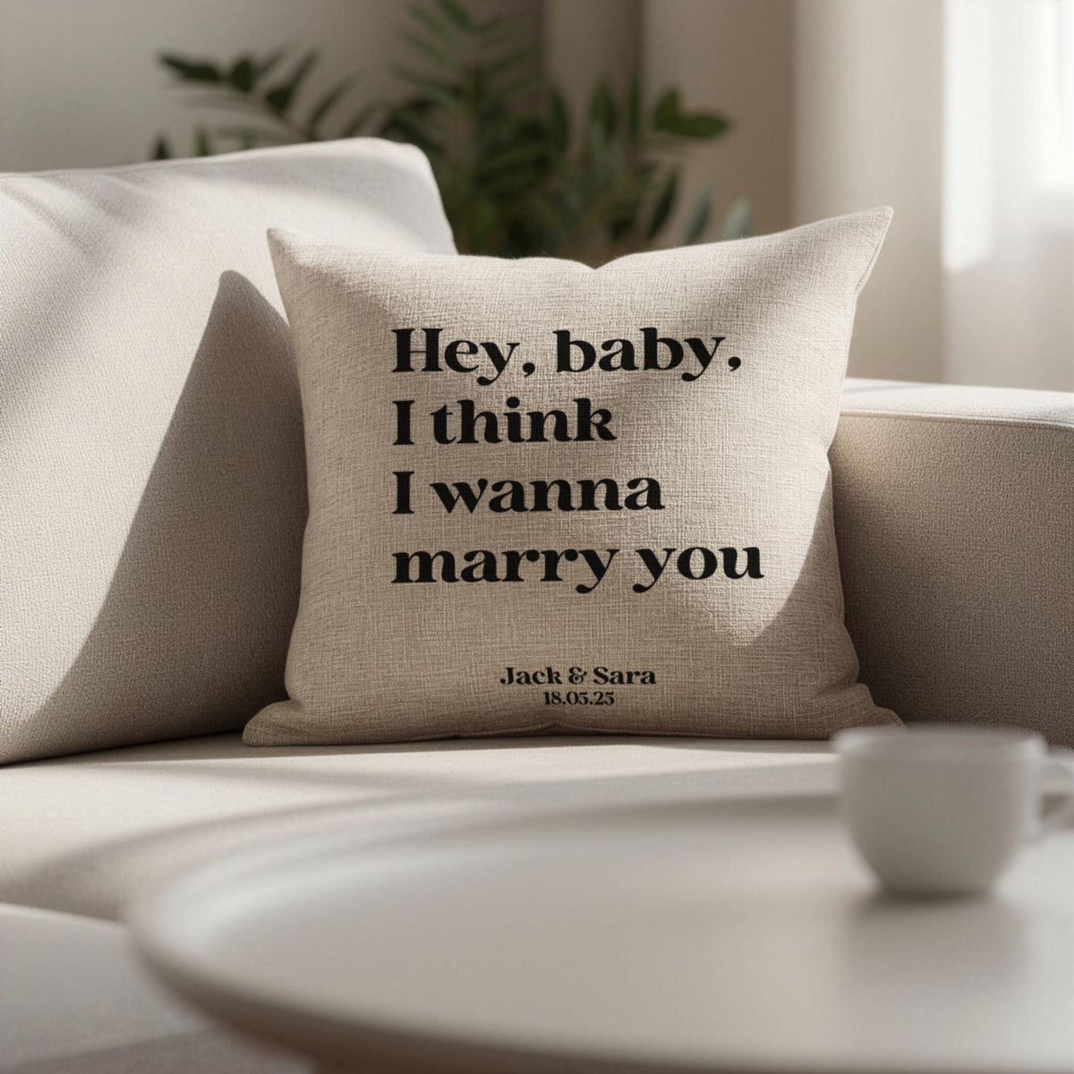 Song Lyrics Quote on linen cushion for 4th or 12th Anniversary Gift, Custom First Dance Music lyrics printed
