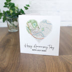 Personalised anniversary card for husband or wife, special location map valentines day card, Happy paper anniversary boyfriend girlfriend