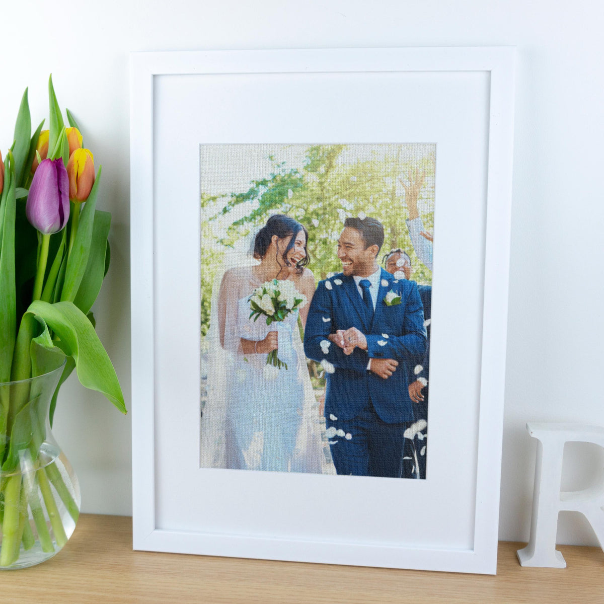 Wedding photograph printed on linen – Custom 12th or 4th Anniversary Gift
