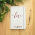 Wedding Planner vegan leather A5 notebook with couples names engagement gift