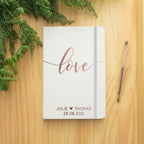 Wedding Planner vegan leather A5 notebook with couples names engagement gift