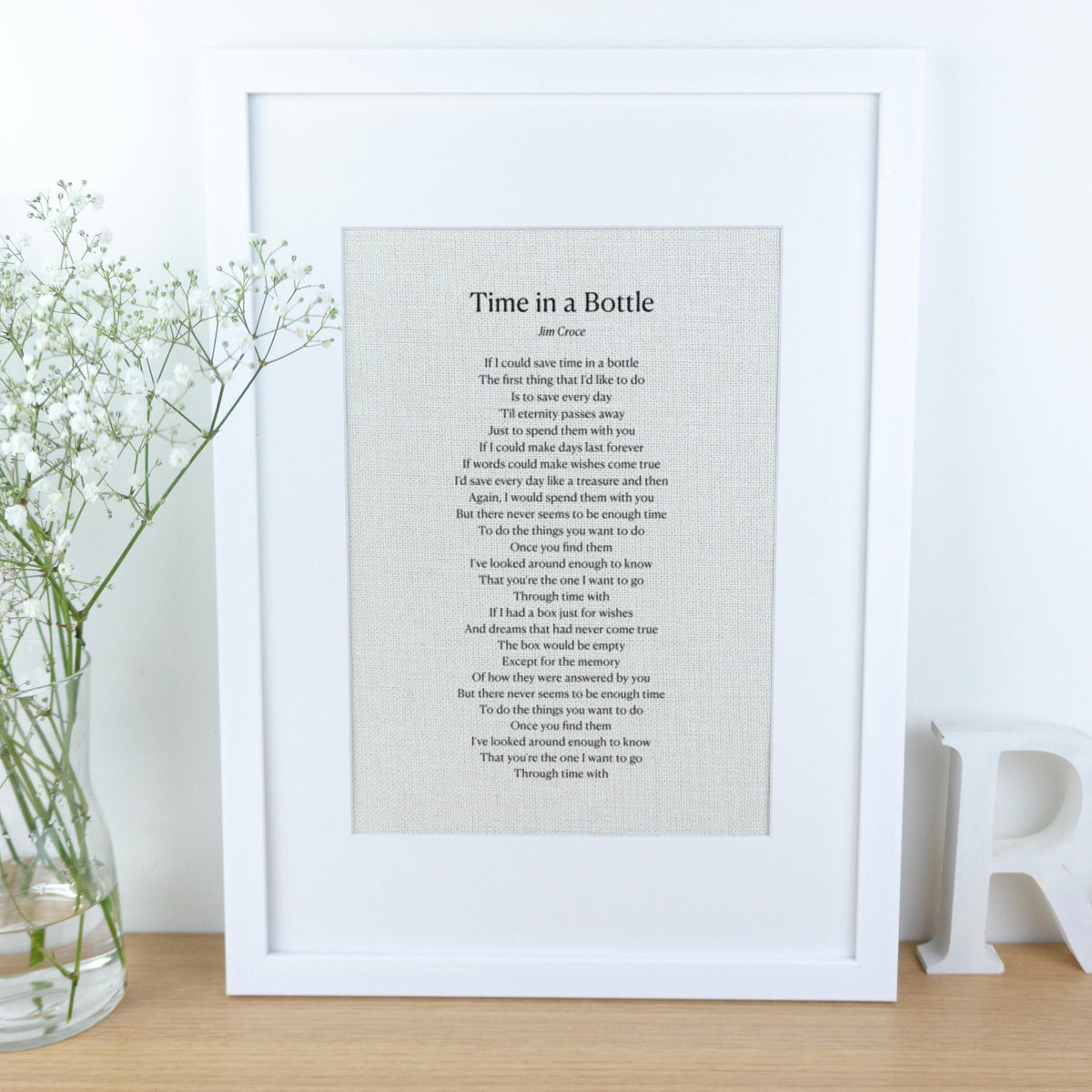 Wedding First Dance Song Lyrics Print Framed Linen Fabric for 4th Anniversary Gift, Custom Music Print