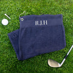 Personalised golf towel with initials. Custom golfers towel with hook, clip on, unique gift for him, dad golf gift secret Santa gift for men