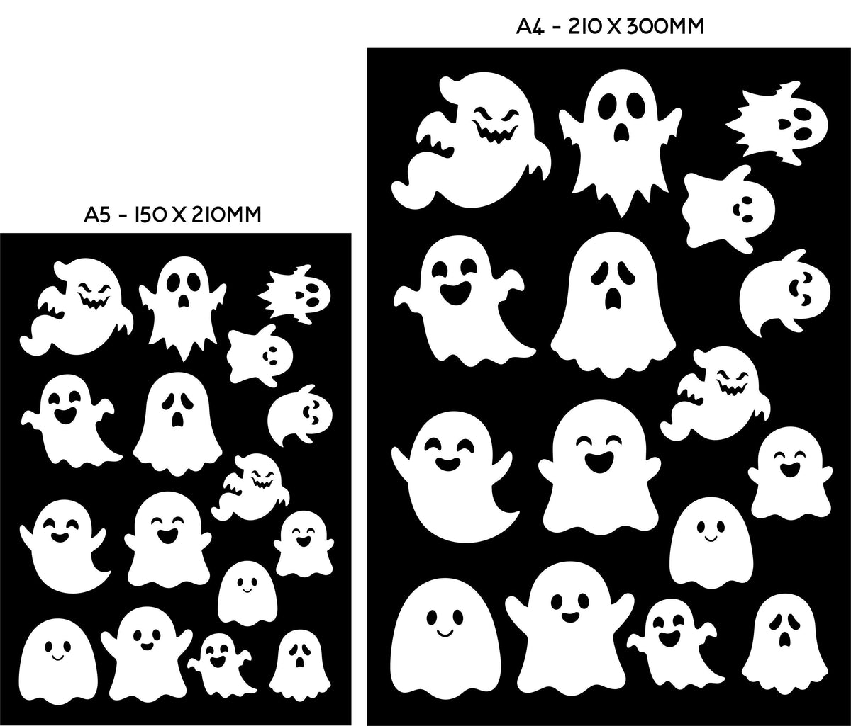 Iron on Ghosts Transfers stickers 16x Pack - Iron-on Halloween cute ghouls Heat Transfer vinyl fabric
