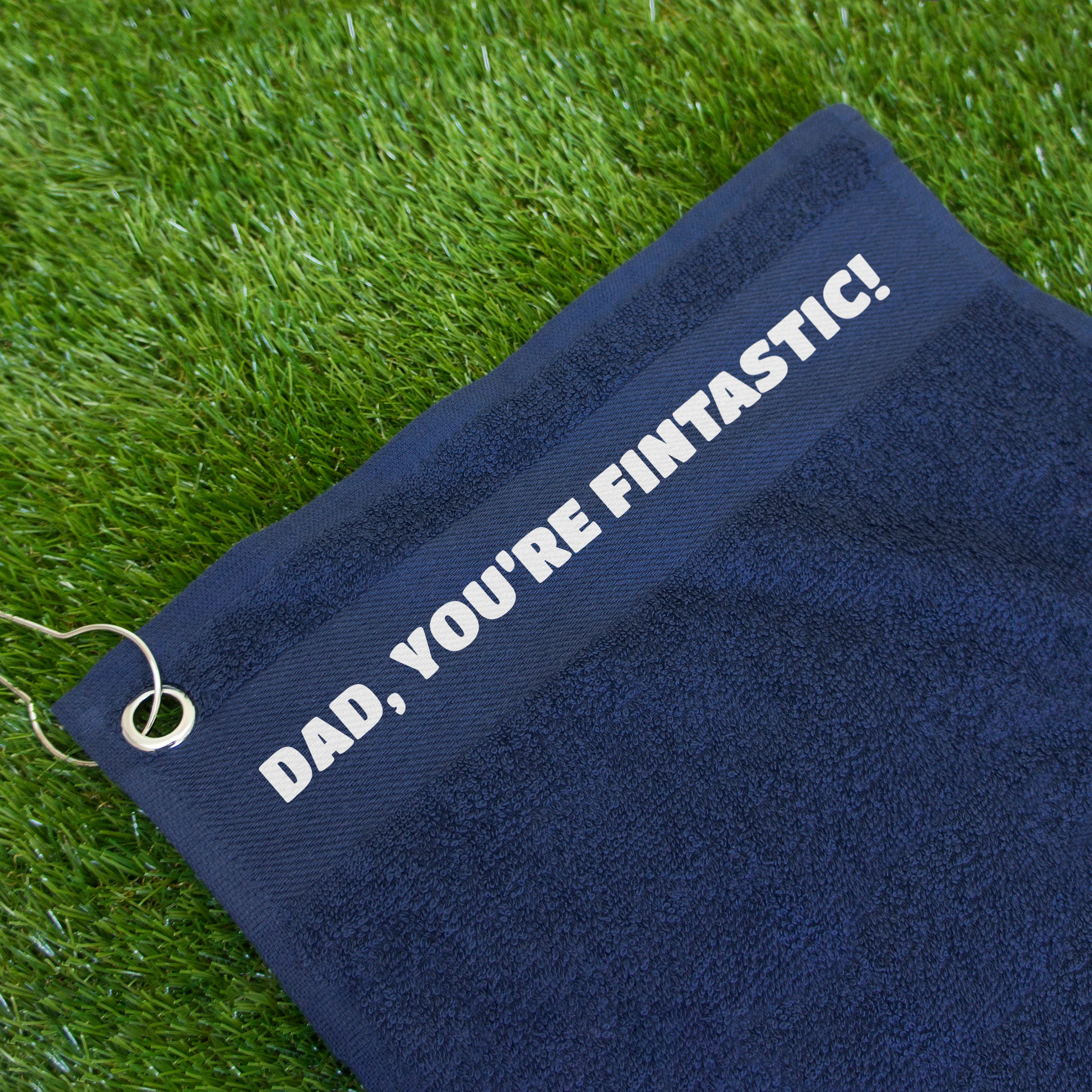 Fishing Towel: Fathers Day Gift with Fish Pun (Clip-On, Cotton)