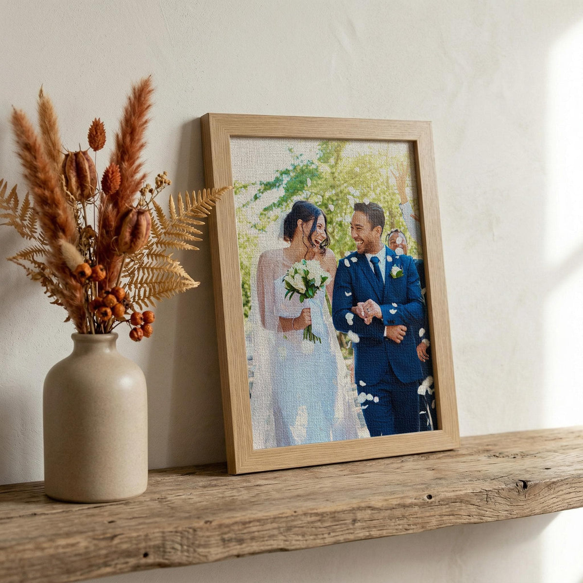 Wedding photograph printed on linen – Custom 12th or 4th Anniversary Gift