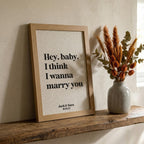 Song Lyrics Quote Print on Linen Fabric for 4th or 12th Anniversary Gift, Custom First Dance Music lyrics printed