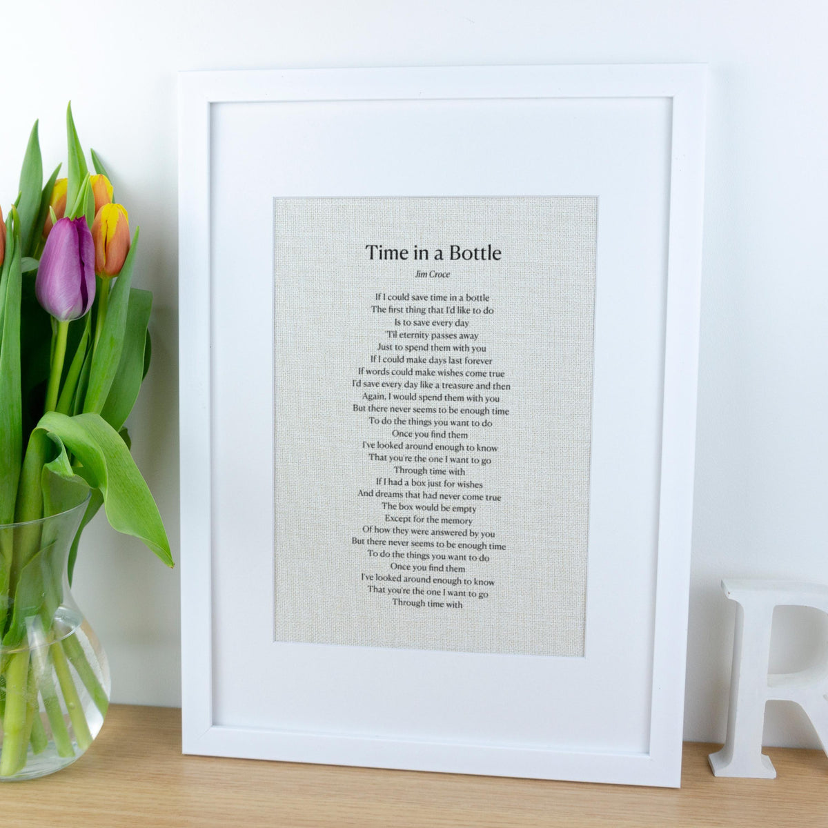 Wedding First Dance Song Lyrics Print Framed Linen Fabric for 4th Anniversary Gift, Custom Music Print