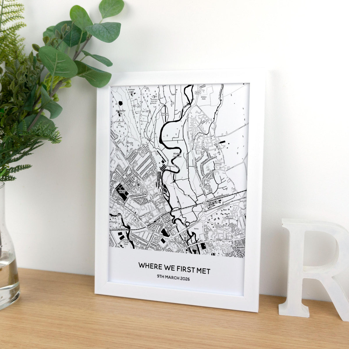 Where we first met map print for Valentine's Day or 1st Paper wedding anniversary