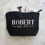 Personalised Men's Wash Bag with name. toiletries case for him, custom man gifts for daddy gifts fathers day washbag large name