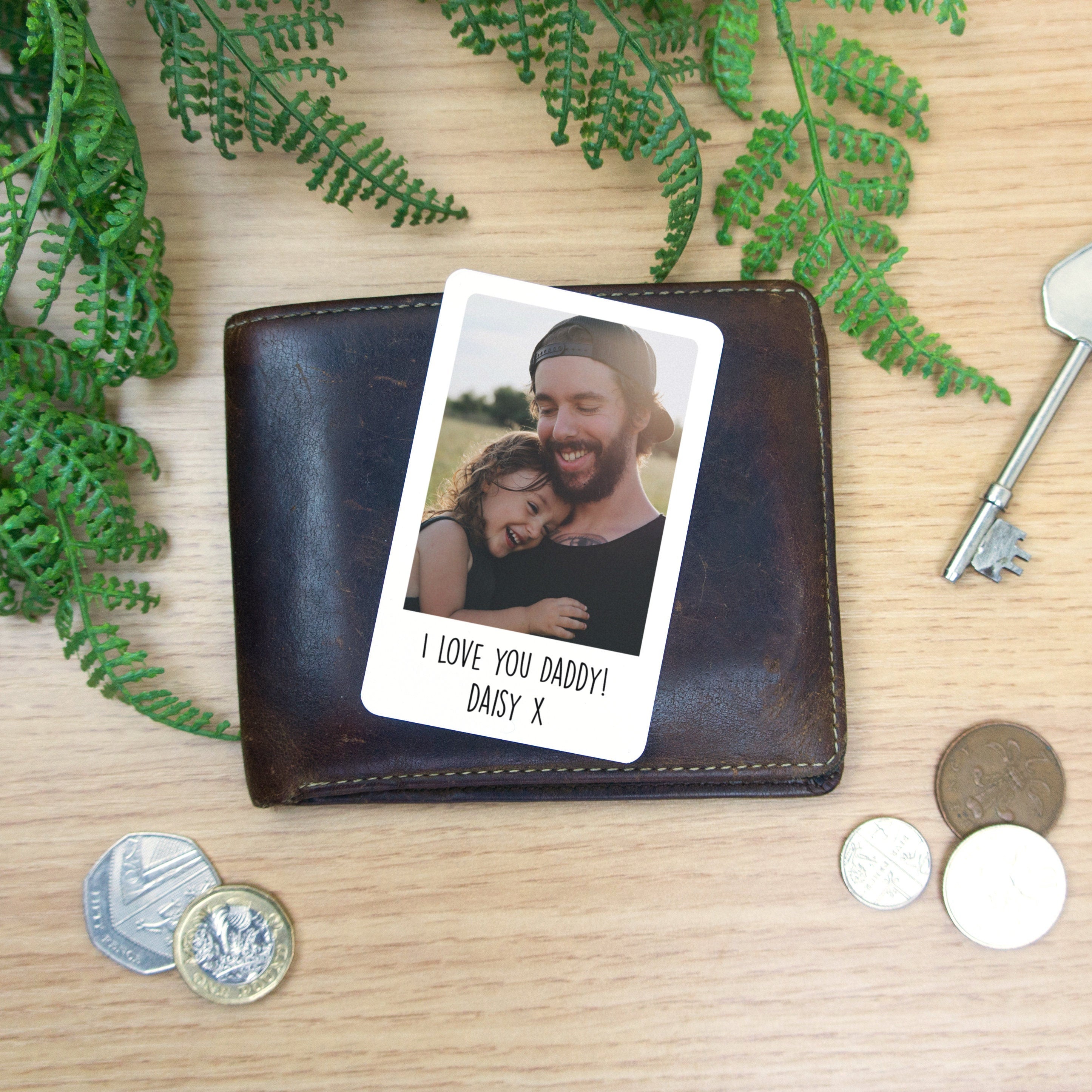 Personalised Metal Wallet Card with photo for Dad on Father's Day. First Fathers Day gift for New daddy. Photograph keepsake present for him