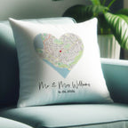 Map cushion gift for couples wedding and engagement gift. 2nd anniversary cotton gift for second Area map of venue for Mr and Mrs newly wed