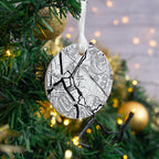 Hanging Christmas tree decoration. Special black & white map location printed on a xmas bauble, Gift for new couple, boyfriend girlfriend