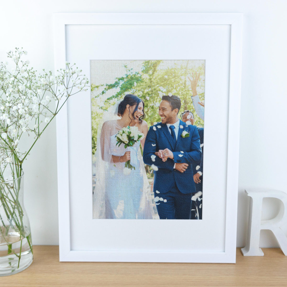 Wedding photograph printed on linen – Custom 12th or 4th Anniversary Gift