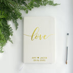 Wedding Planner vegan leather A5 notebook with couples names engagement gift