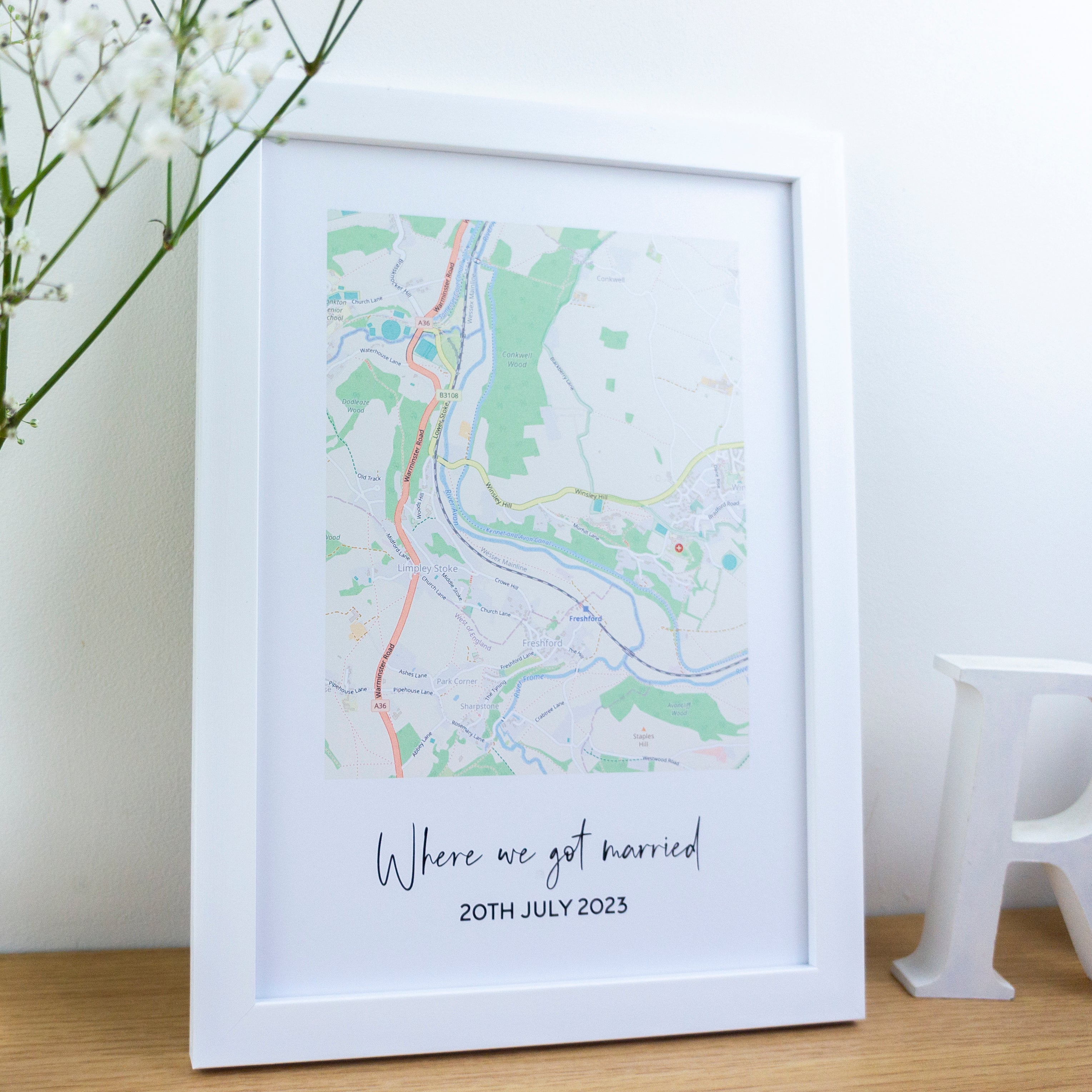 Where we first met map print for Valentine's Day or 1st Paper wedding anniversary
