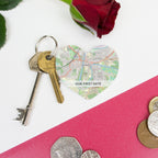 Fathers day heart keyring gift personalised Map and custom caption. Daddy's first father's day 2021 gift for him key ring fob dad