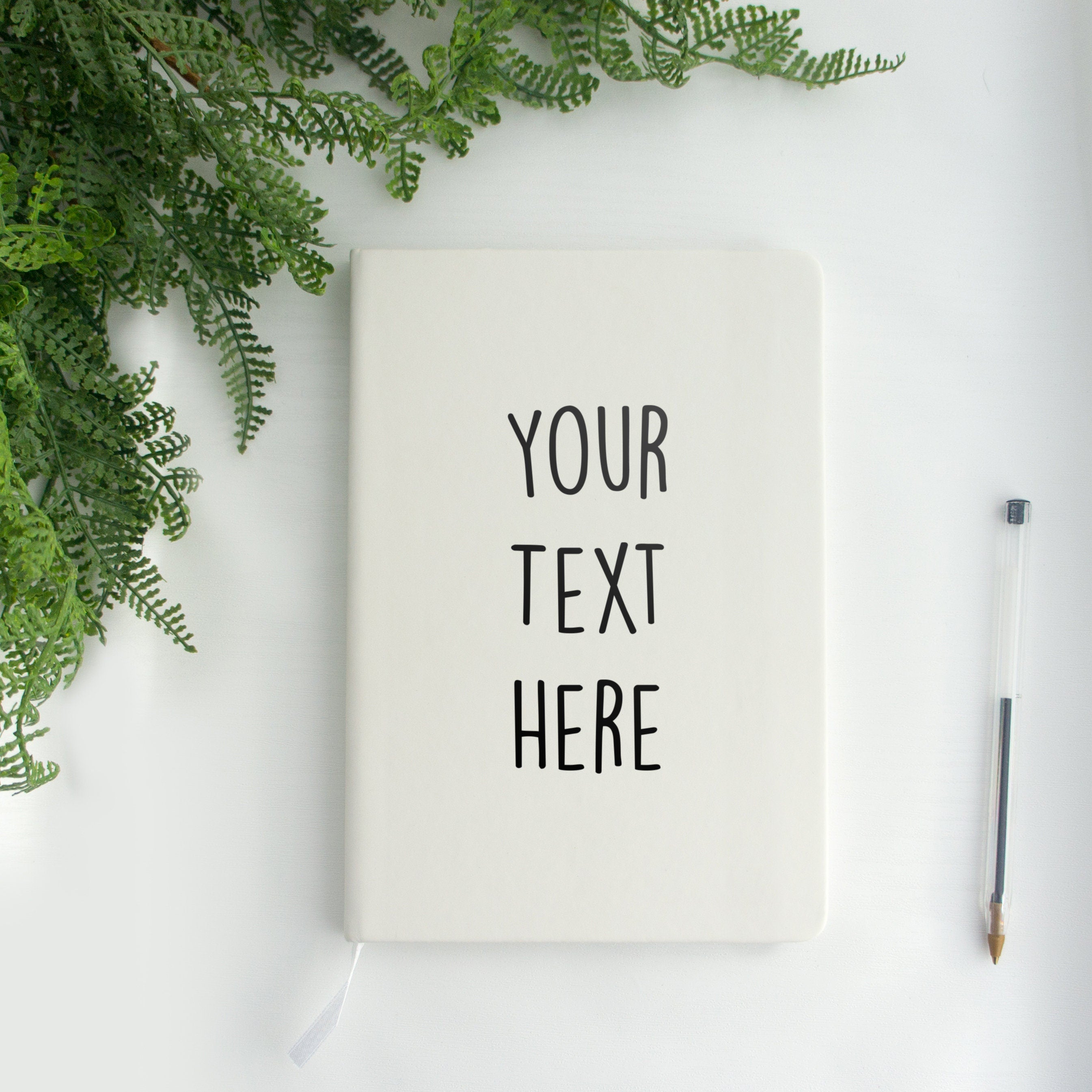 Your text here vegan leather lined Notebook personalised with any words.