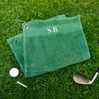 Personalised golf towel with initials. Custom golfers towel with hook, clip on, unique gift for him, dad golf gift secret Santa gift for men