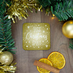 Christmas spirit coaster personalised with any name. Christmas gifts for best friend, custom xmas drinks mat coasters set for her