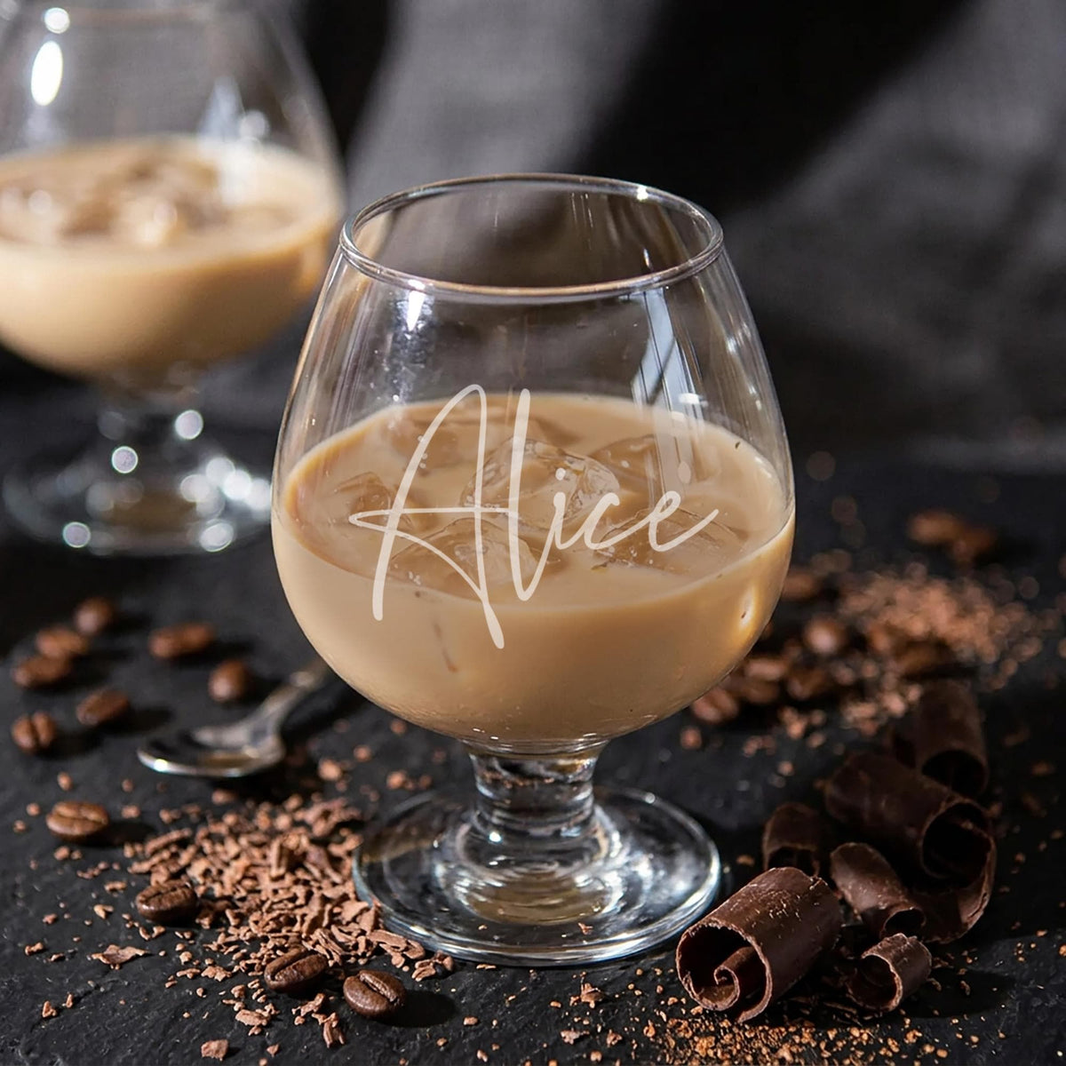 Personalised Cream Liqueur Glass engraved with name, Christmas Gift for Dad, Mum, Grandad
