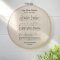4th wedding anniversary gift of Sheet music embroidery hoop printed on linen fabric
