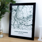Map print on cotton fabric in black of special location
