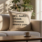 Song Lyrics Quote on linen cushion for 4th or 12th Anniversary Gift, Custom First Dance Music lyrics printed