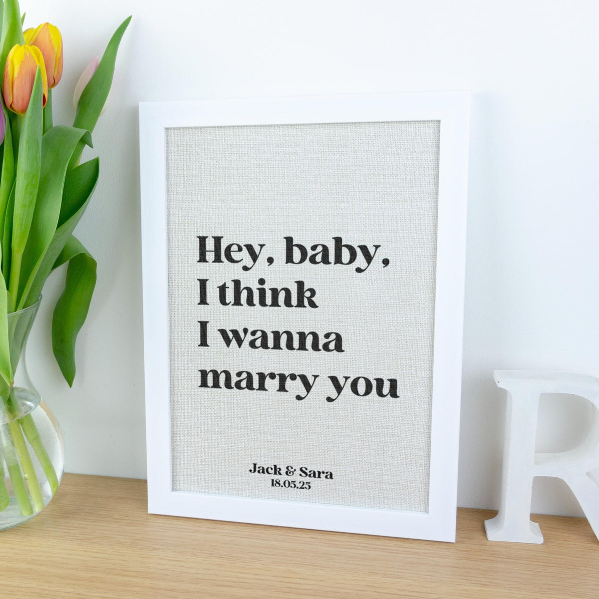 Song Lyrics Quote Print on Linen Fabric for 4th or 12th Anniversary Gift, Custom First Dance Music lyrics printed