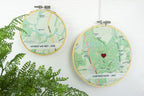 Personalised map embroidery hoop Cotton 2nd anniversary gift for husband wife him her Valentines gift for boyfriend girlfriend engagement