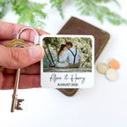 Personalised square photo keyring with text, First Valentine's Day gift for him or her boyfriend girlfriend