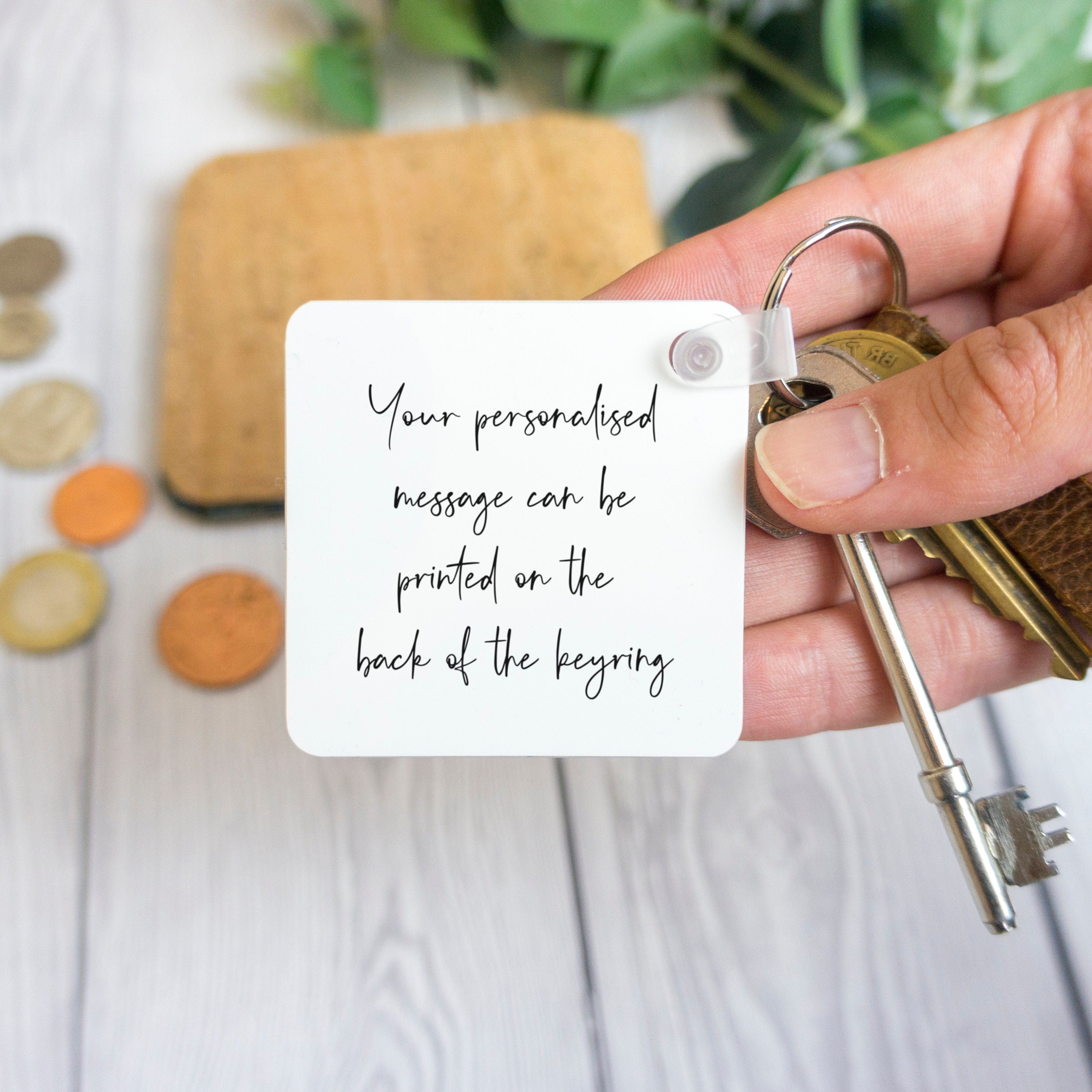 Custom Location Map Keyring - Square Black and White Design