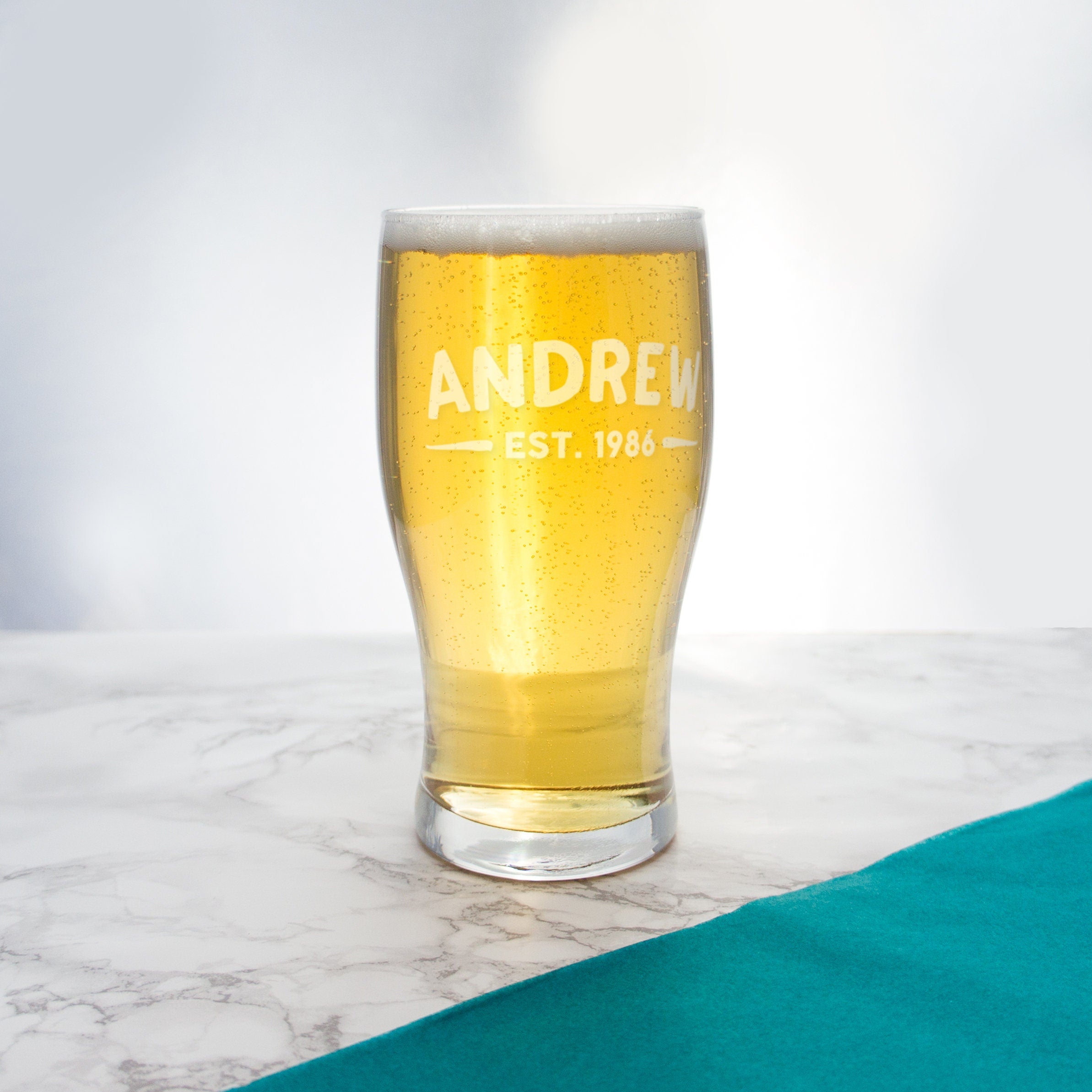 New Dad Personalised Pint Glass, Engraved Name & Year (20oz)