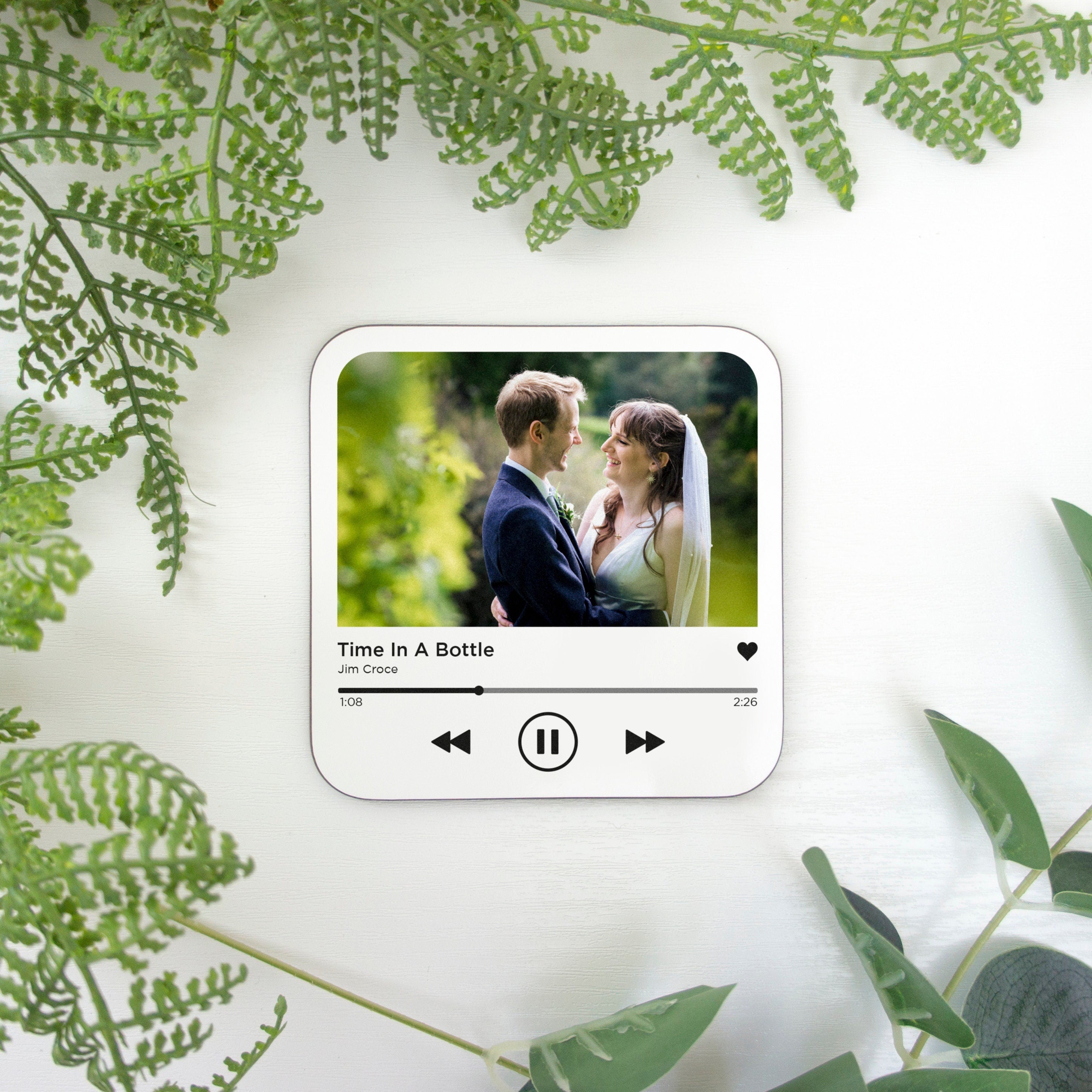 First dance song coaster with photograph. Personalised anniversary gift for husband, wife, Valentines gift for him or her. Gift for couples