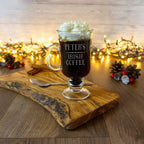 Irish coffee glass personalised with name. Hot Toddy Whiskey glasses, Christmas gift for him, unique gifts for men