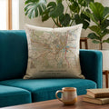 OS Map linen cushion for 4th or 12th wedding anniversary gift. Special location