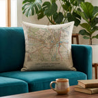 OS Map linen cushion for 4th or 12th wedding anniversary gift. Special location