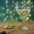 Personalised Gin Balloon Glass with name in script calligraphy, unique gift for her, Etched Gin & Tonic glasses, Custom unique gift