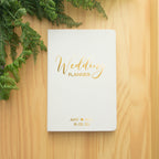 Personalised  Wedding Planner - Lined A5 notebook for wedding planning. Journal plans for just married couple White soft cover vegan leather