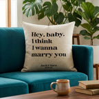 Song Lyrics Quote on linen cushion for 4th or 12th Anniversary Gift, Custom First Dance Music lyrics printed