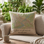 Map location linen cushion for 4th or 12th wedding anniversary gift