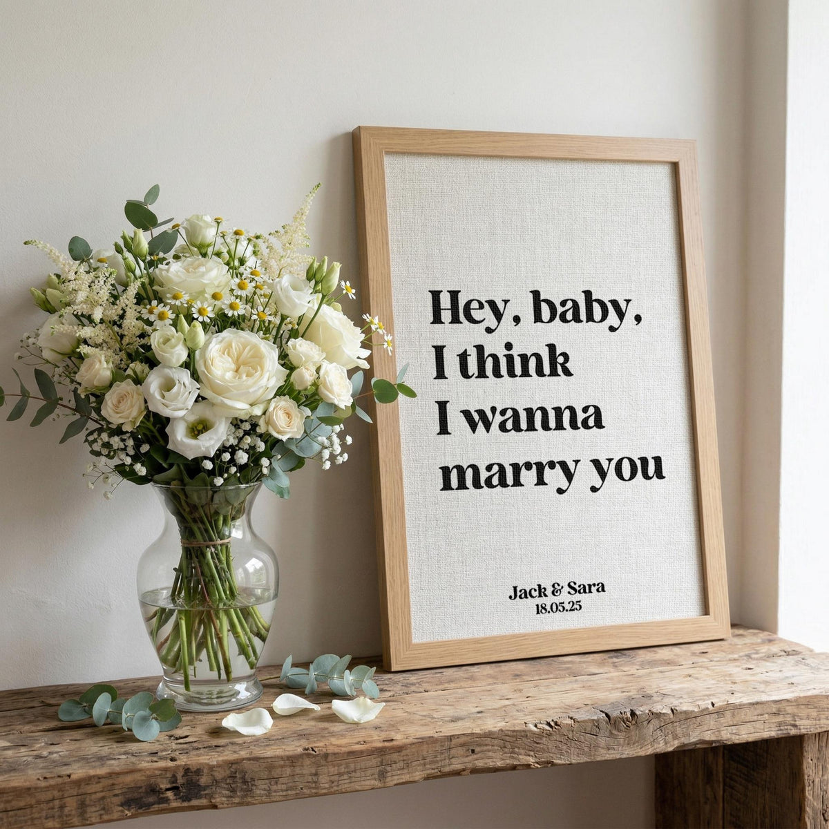 Song Lyrics Quote Print on Linen Fabric for 4th or 12th Anniversary Gift, Custom First Dance Music lyrics printed