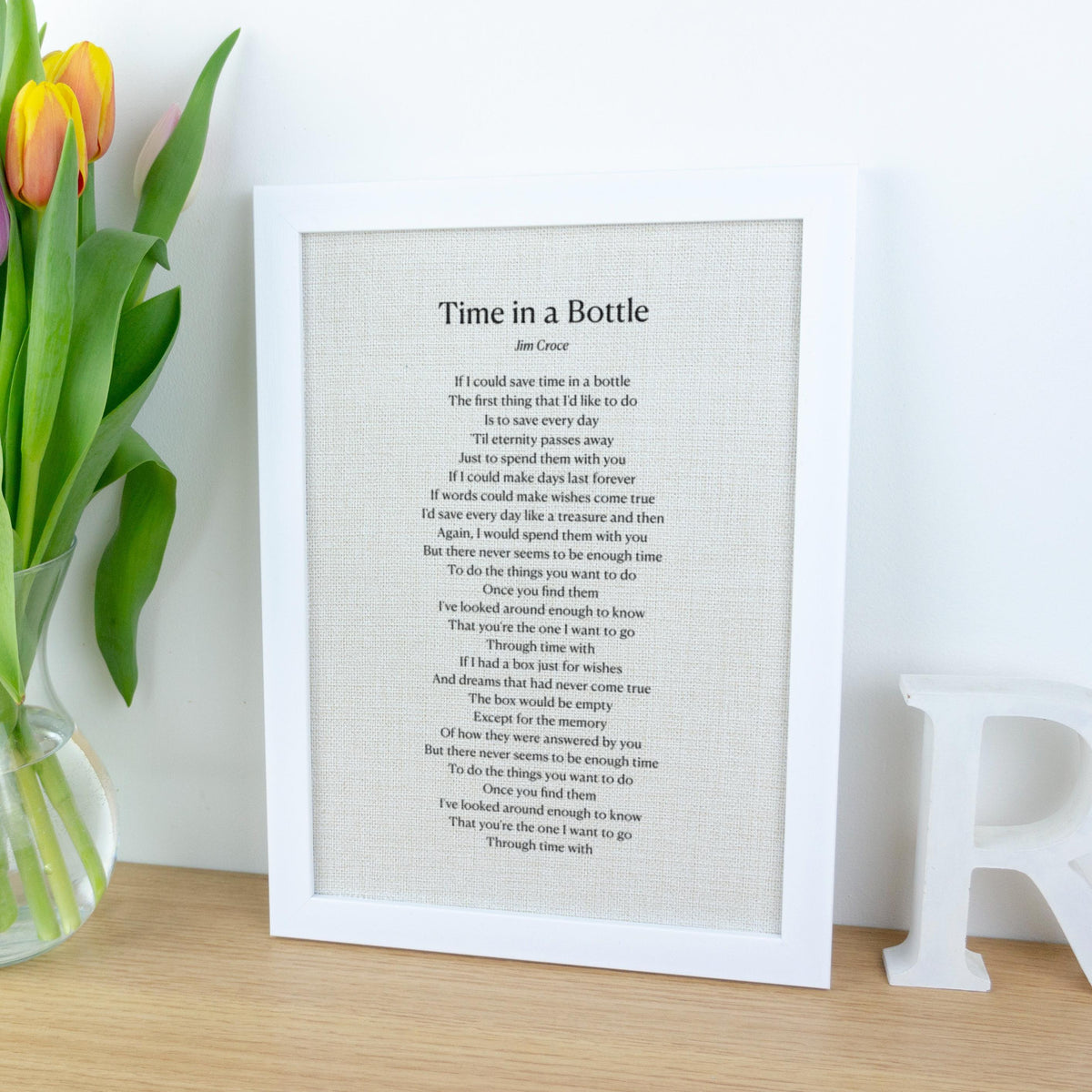 Wedding First Dance Song Lyrics Print Framed Linen Fabric for 4th Anniversary Gift, Custom Music Print