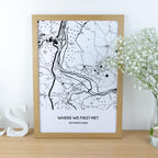 Where we first met map print for Valentine's Day or 1st Paper wedding anniversary