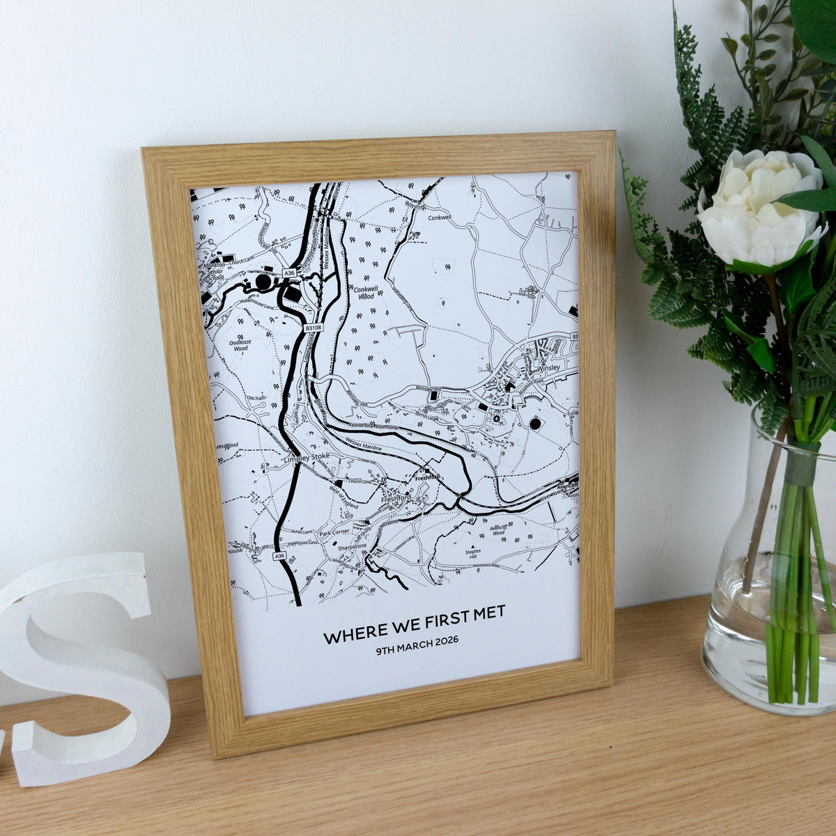 Where we first met map print for Valentine's Day or 1st Paper wedding anniversary